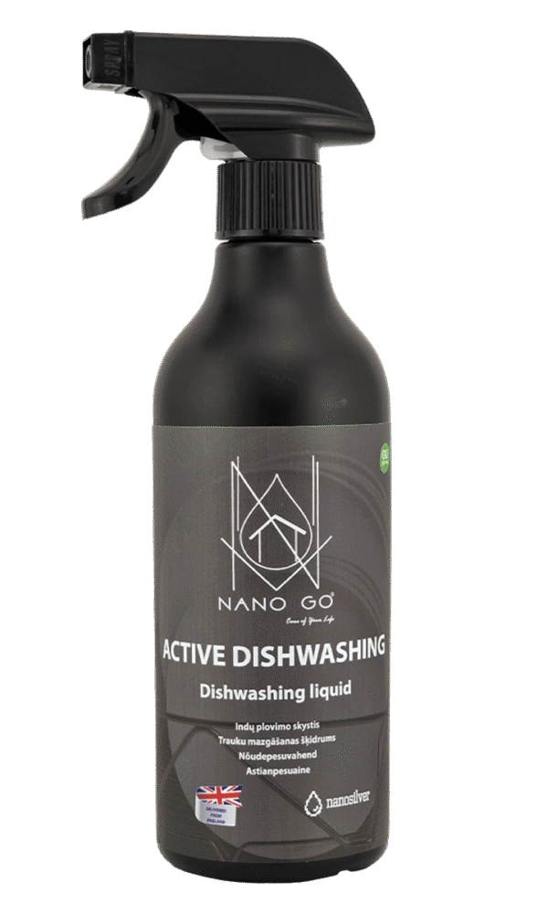 NANO GO Active Dishwashing concentrated dishwashing liquid 500 ml bottle with trigger sprayer