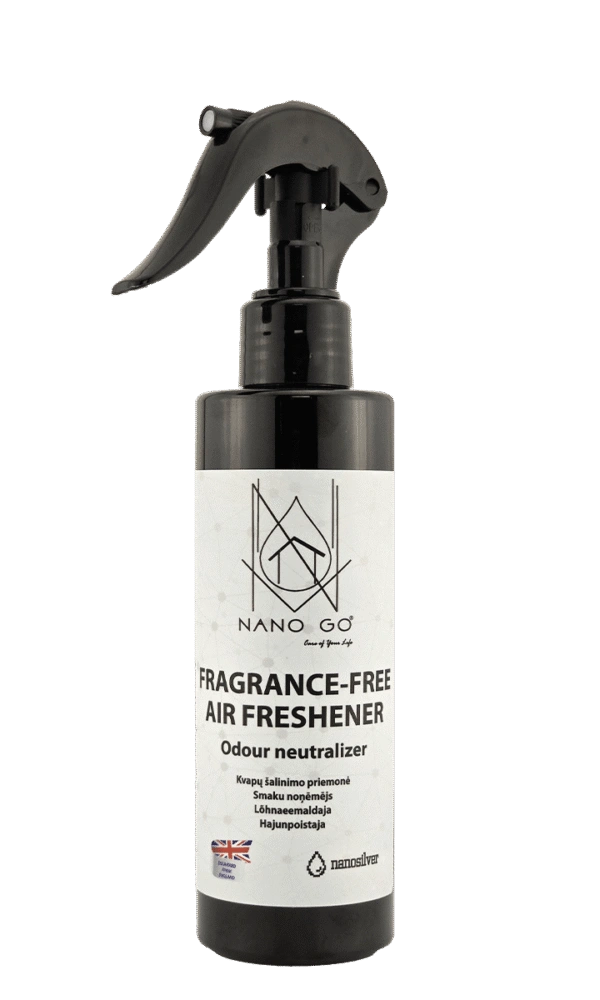 NANO GO Fragrance-Free Air Freshener odor neutralizer 200 ml bottle with trigger sprayer