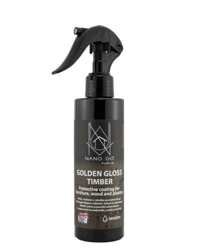 Auksinio blizgesio mediena nano danga baldams