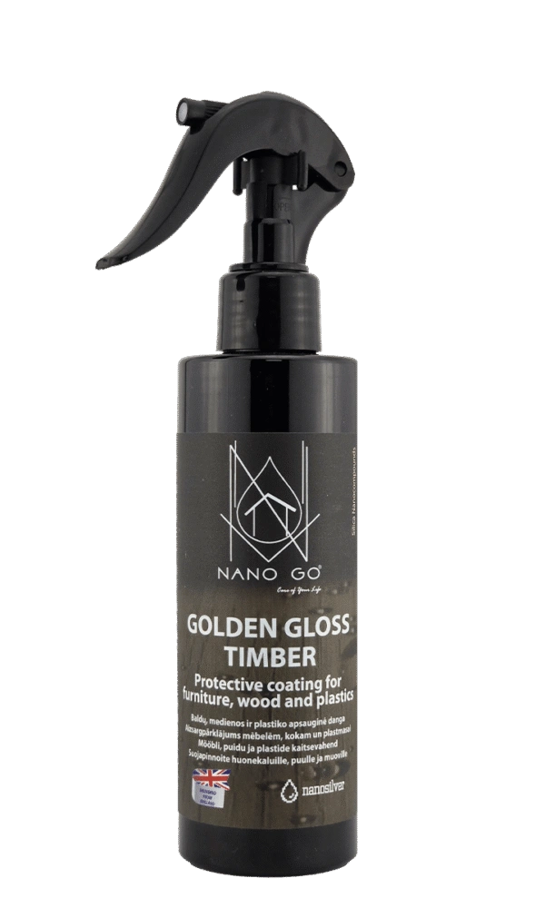NANO GO Golden Gloss Timber wood nano coating for furniture 200 ml bottle with trigger sprayer