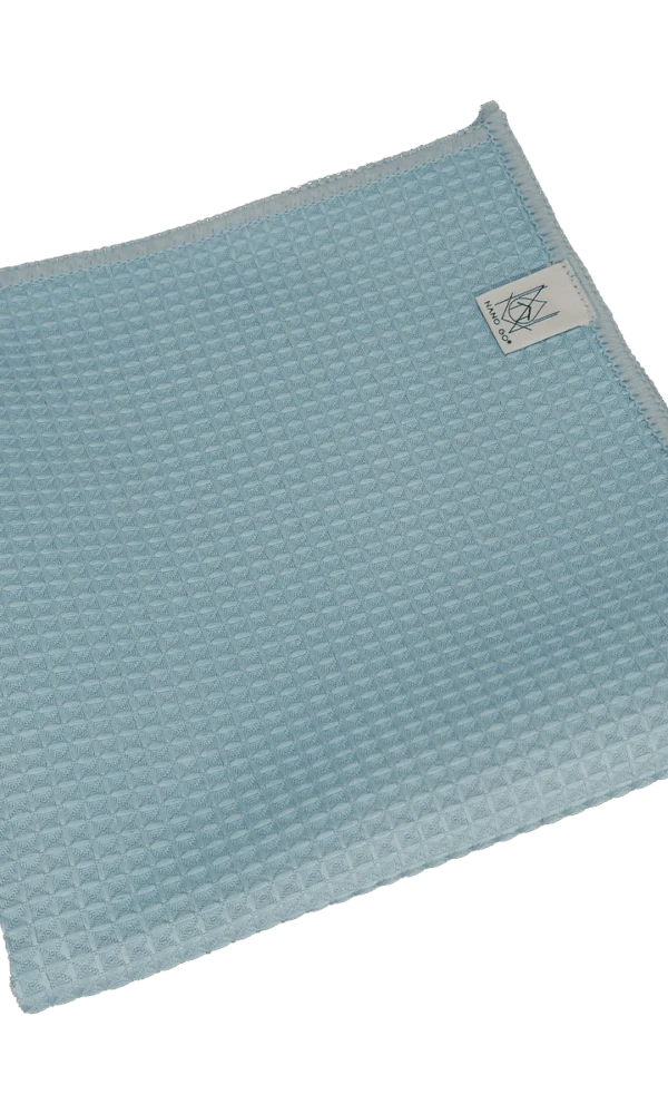 NANO GO Microfiber Waffle Cloth light blue waffle weave microfiber cloth with NANO GO label