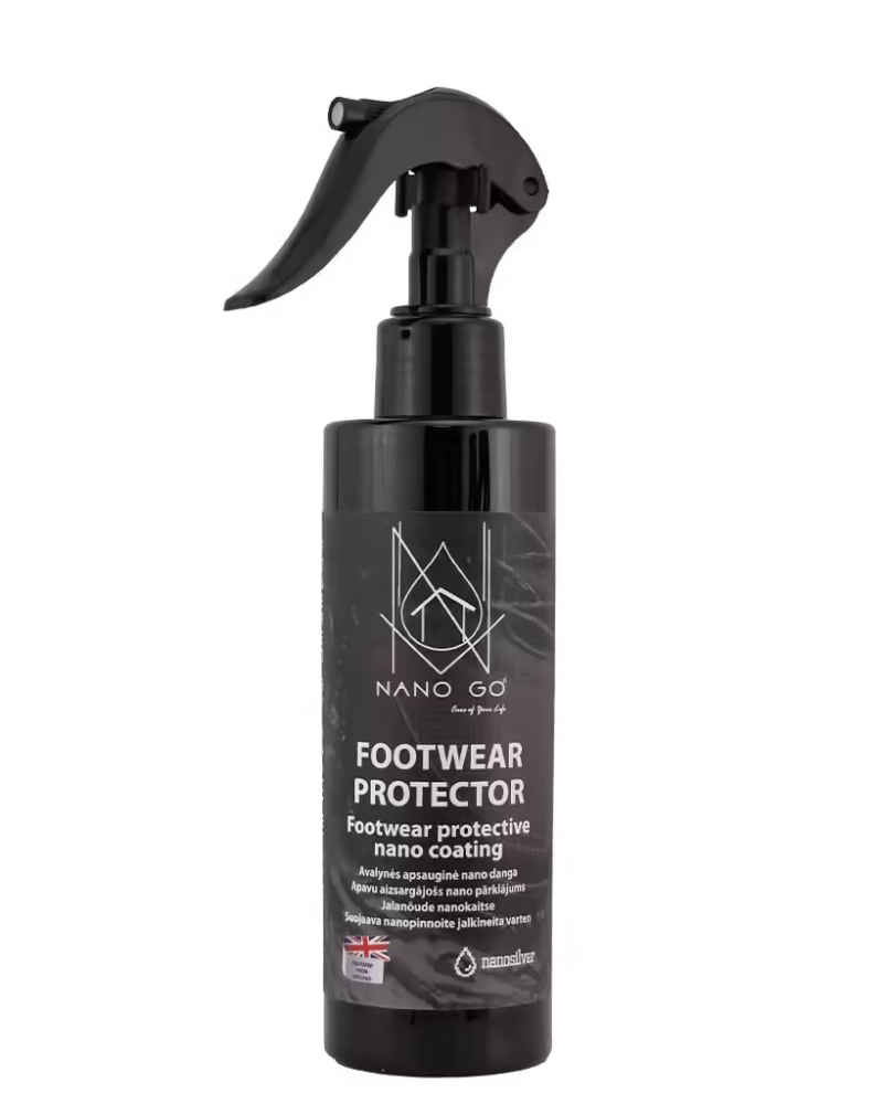 NANO GO avalynės hidrofobinė apsauginė nano danga su nanosidabru batų apsaugai, butelys su purkštuku 200ml