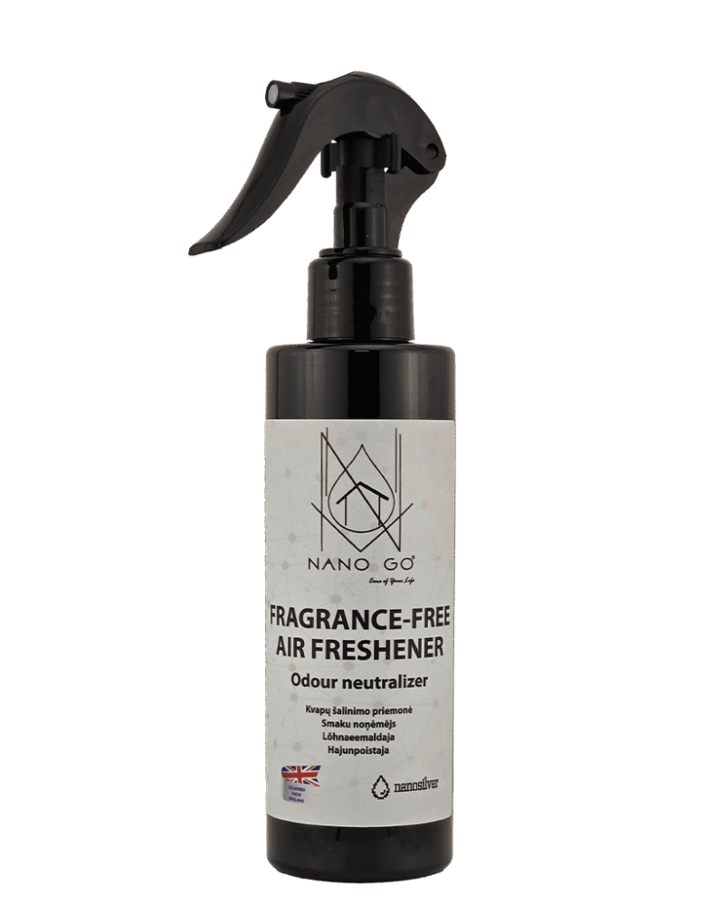 NANO GO bekvapis oro gaiviklis su nanosidabru kvapų šalinimui, butelys purkštuku 200ml