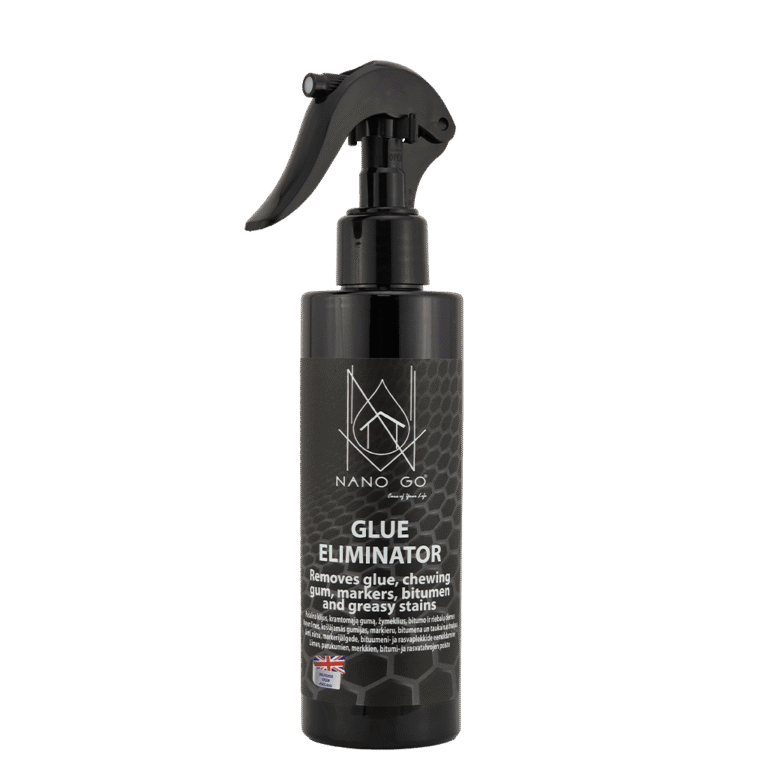 NANO GO klijų bitumo gumos valiklis - sudėtingų dėmių šalinimo priemonė | 200ml su purkštuku NANO GO klijų bitumo kramtomosios gumos valiklis sudėtingų dėmių šalinimui, butelys su purkštuku 200ml