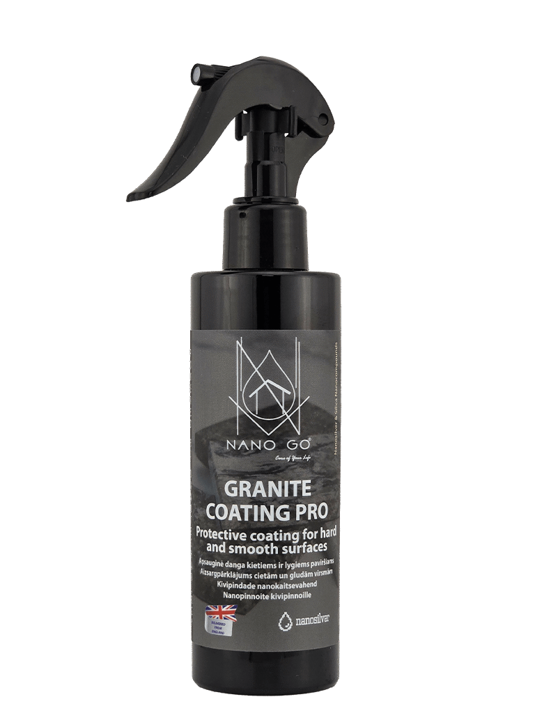 NANO GO granito nano danga PRO atspari chemikalams apsauginė danga poliruotų akmens paviršių apsaugai, butelys su purkštuku 200ml