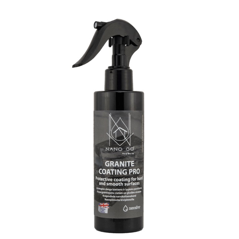 NANO GO granito nano danga PRO - chemikalams atspari apsauginė danga poliruotiems paviršiams | 200ml su purkštuku NANO GO granito nano danga PRO atspari chemikalams apsauginė danga poliruotų akmens paviršių apsaugai, butelys su purkštuku 200ml