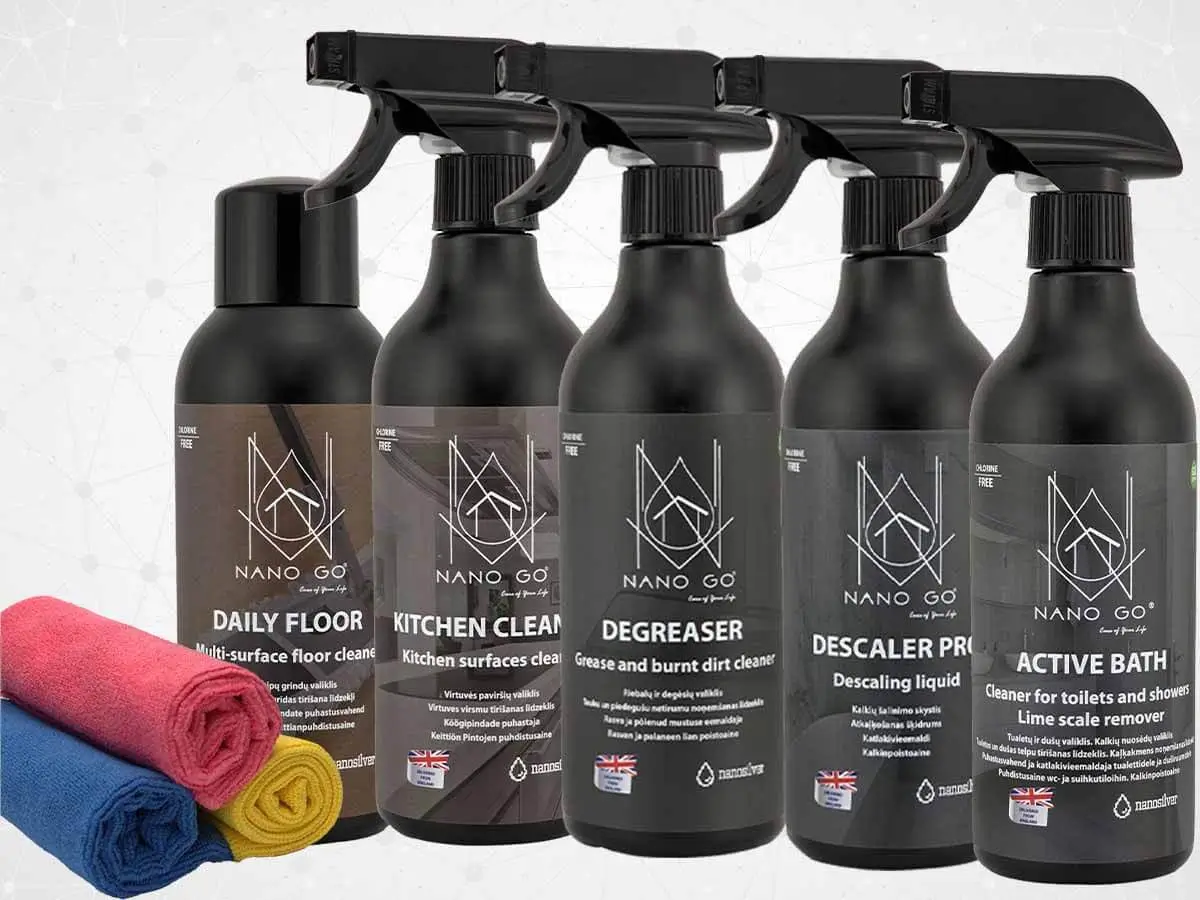 Nano Go valymo priemonių rinkinys su šluostėmis