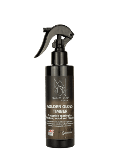 Auksinio blizgesio mediena nano danga baldams